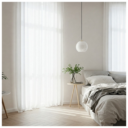 accessori per la camera da letto con tende bianche leggere