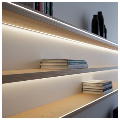 illuminazione casa moderna con luce a led per mensole